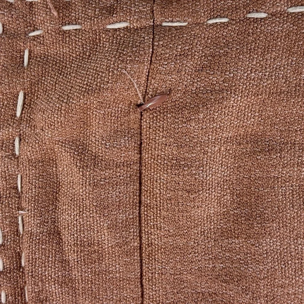 Home Goods Euro Sham Fringe Edge Square Stitch Detail Zip Close‎ Peach Orange